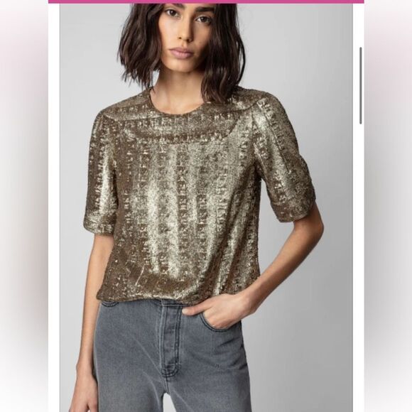 $498 Zadig&Voltaire Toysse Sequin Blouse New - Picture 1 of 15